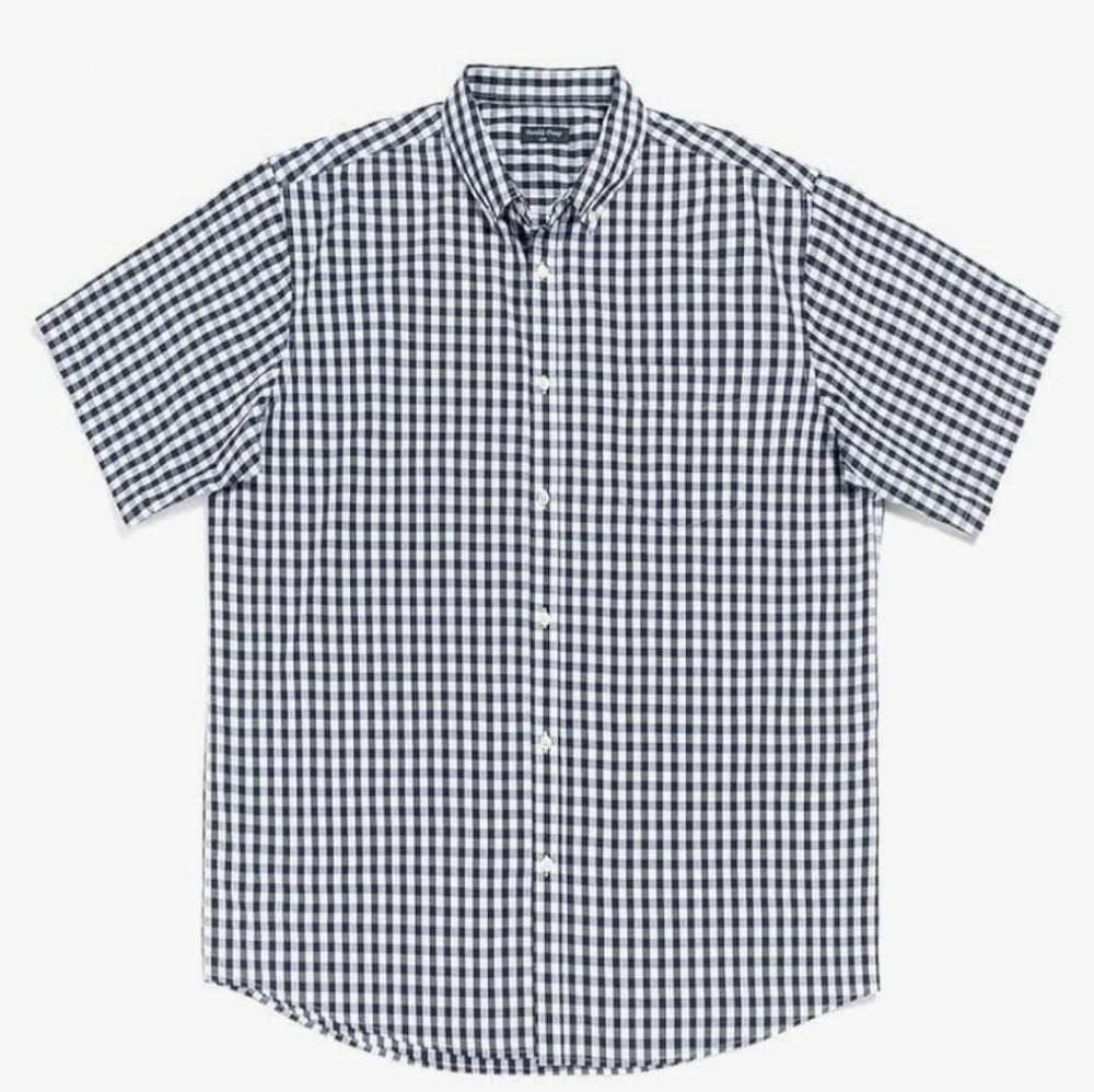 Men's Shirt by Double Pump Shortsleeve Button-down 5XL Black & White Checkered